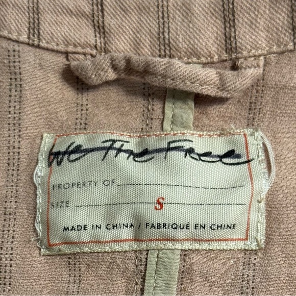 NEW Free People Vida LINEN Oversized Blazer Jacket In Pink Rose Pinstripe Size S - Picture 5 of 13